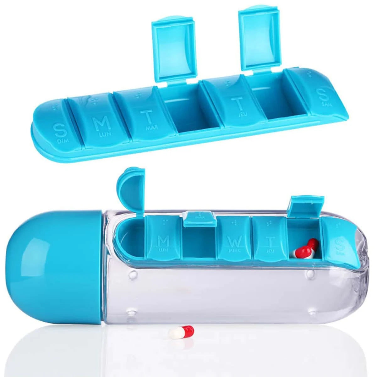 1Pc Combination Daily Medication Box Capsule Water Cup Medicine Portable Drinking Bottle Combination Daily Medication Box Cup